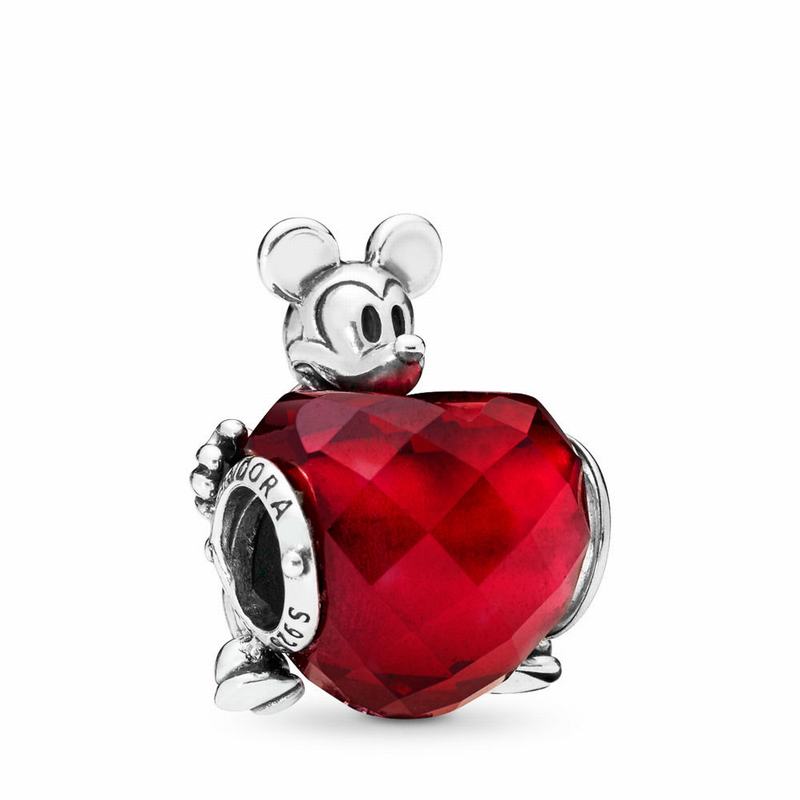 Pandora Disneyr Mickey Love Heart Charm - Sterling Silver/Red/Crystal - Canada | VF1548UC